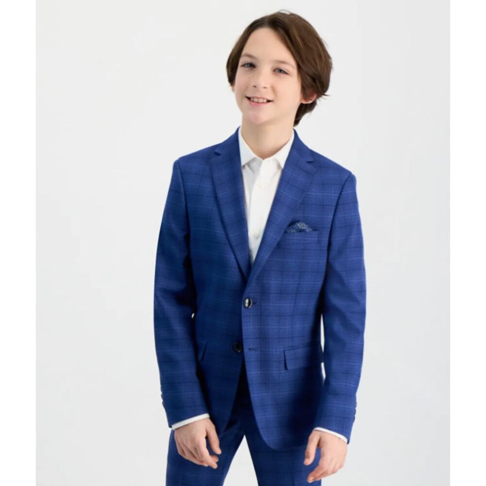 Tallia Boys Skinny blue plaid jacket NWT